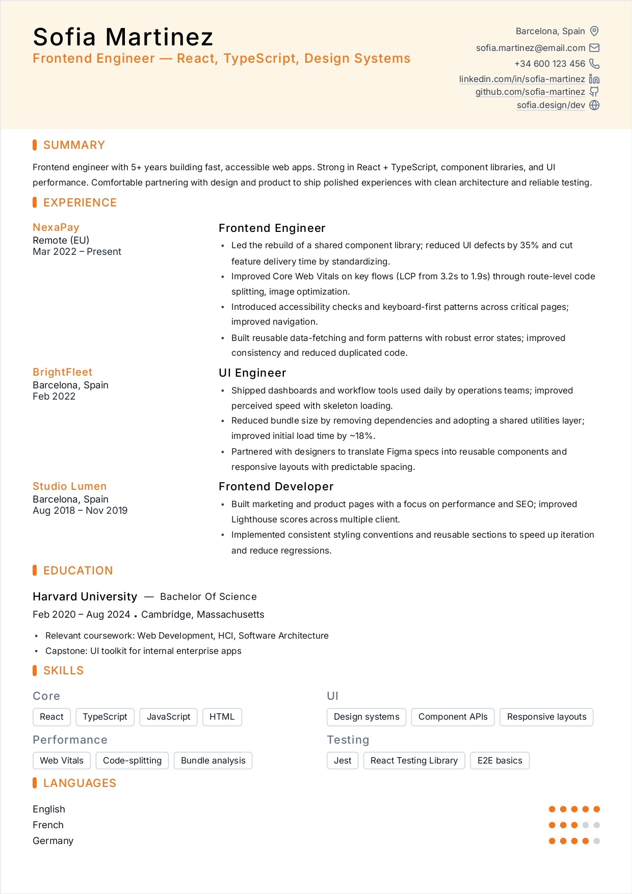 Example resume template